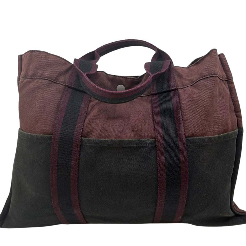 Hermès Herbag Cabas Burgundy Canvas Tote Bag